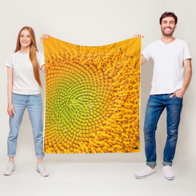 Couverture Polaire Impression d'image centrale de grand tournesol jau (En situation)