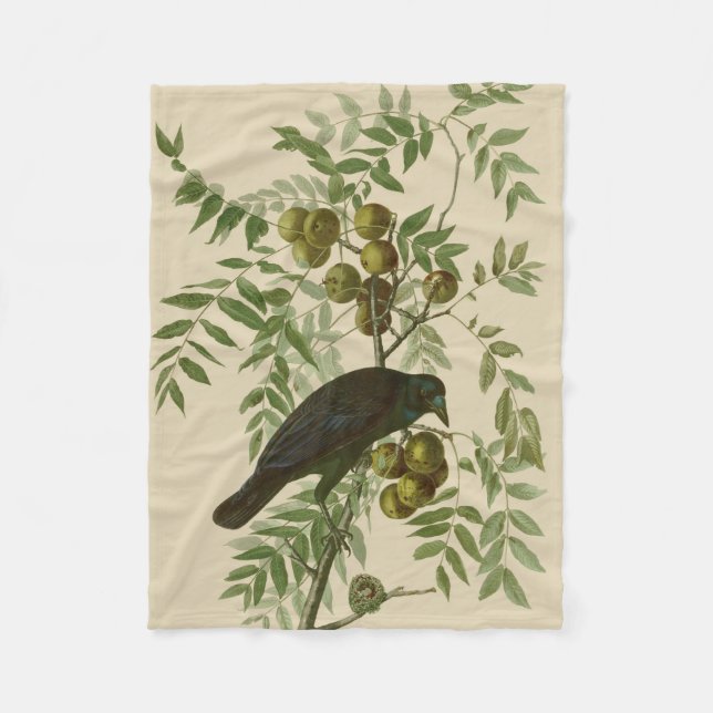 Couverture Polaire Impression d'oiseau Grackle violet d'Audubon Botan (Devant)