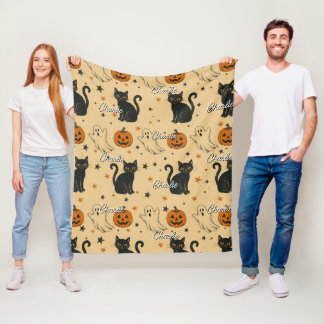 Couverture Polaire Impression générale Halloween vintage avec nom rép