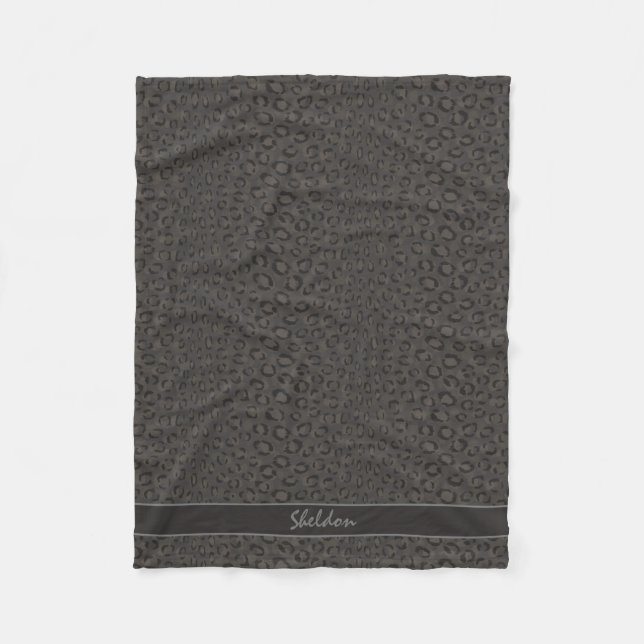 Couverture Polaire Impression guépard gris noir cool monogramme (Devant)