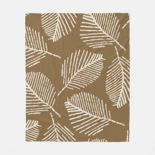 Couverture Polaire Impression mono feuille, brun caramel, sans soudur (Devant)