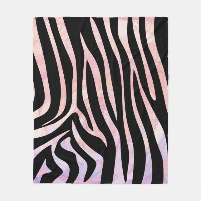 Couverture Polaire Impression noire et rose Zebra (Devant)