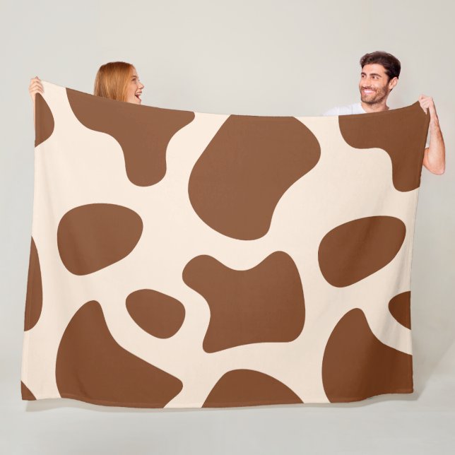 Couverture Polaire Impression vache rose et marron (En situation)