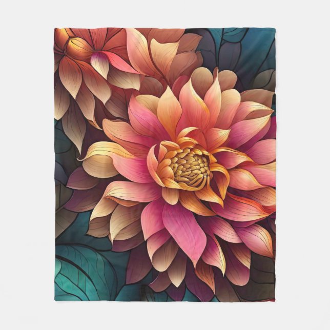 Couverture Polaire Impressionniste Pink Dahlia (Devant)