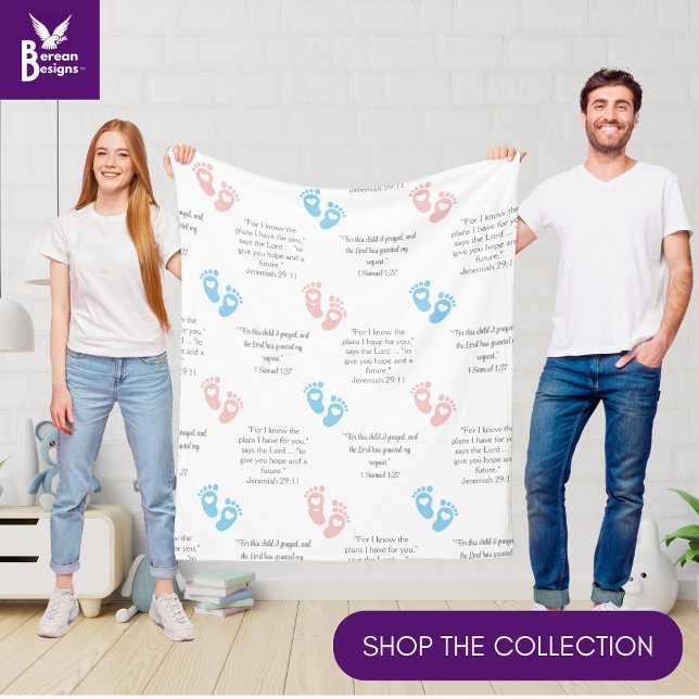 Couverture Polaire IMPRIMANTES DE BÉBÉ Versets bibliques chrétiennes  (Cute #ChristianGifts for #newparents with baby footprints and customizable Bible Verses. For showers)