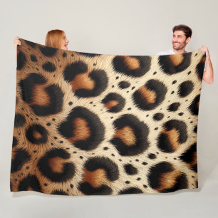 Couverture Polaire Imprimé animal à taches de fourrure beige et noir