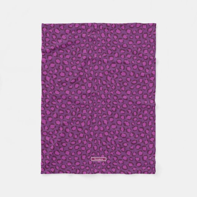 Couverture Polaire Imprimé chic gras guépard violet blanc (Devant)