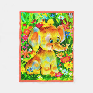 Couverture Polaire imprimé d'éléphant pour bébé