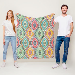 Couverture Polaire imprimé ethnique motif de style mandala coloré