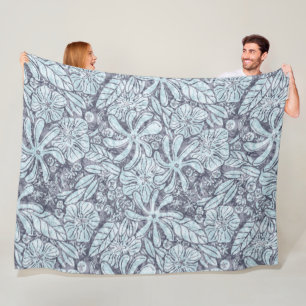 Couverture Polaire Imprimé hawaïen Naupaka ilima fleurs de tiare