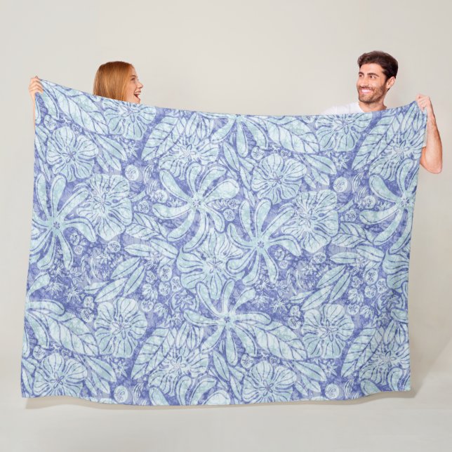 Couverture Polaire Imprimé hawaïen Naupaka ilima fleurs de tiare (En situation)