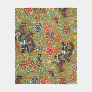 Couverture Polaire Imprimerie de dragon floral japonais d'antan