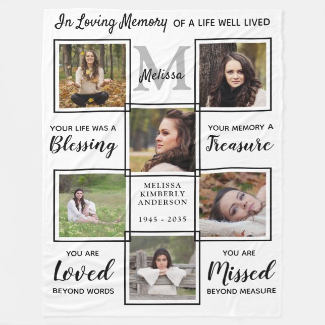 Couverture Polaire In Love Memory Memorial Keepsaké Collage photo (Devant)