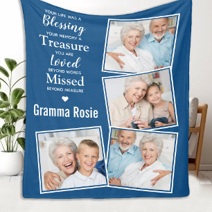 Couverture Polaire In Love Memory Modern Blue Photo Collage