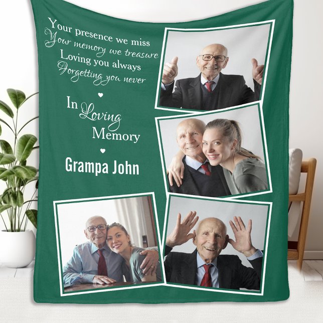 Couverture Polaire In Love Memory Modern Green Photo Collage (Créateur téléchargé)
