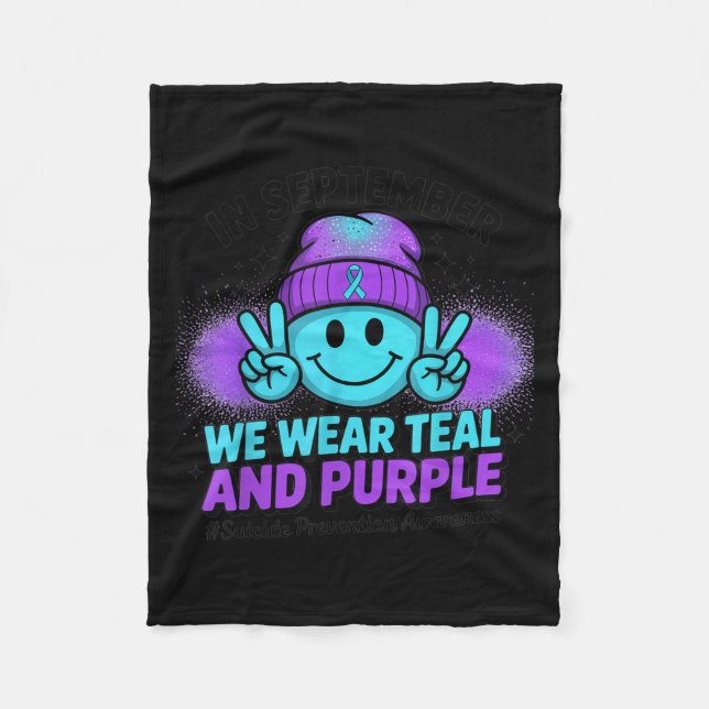 Couverture Polaire In September We Wear Teal And Purple Suicide Preve (Devant)