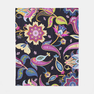 Couverture Polaire Inde Paisley Ornement floral sans joint