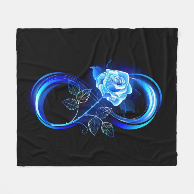Couverture Polaire Infini lumineux avec rose bleue (Devant (Horizontal))