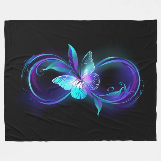 Couverture Polaire Infinité brillante avec papillon magique (Devant (Horizontal))