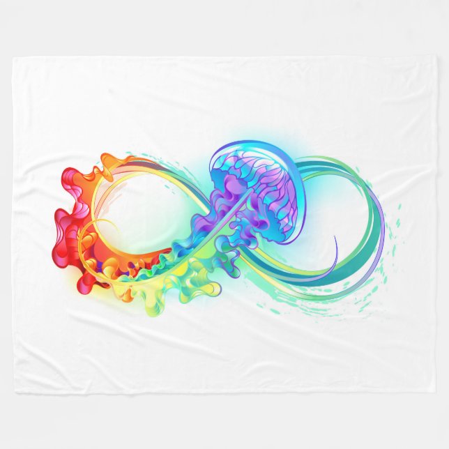 Couverture Polaire Infinity avec Rainbow Jellyfish (Devant (Horizontal))