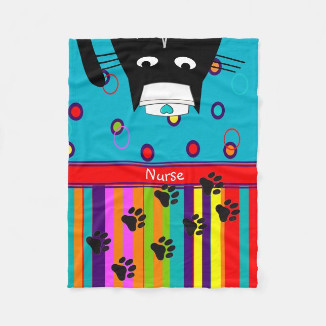Couverture Polaire Infirmière Chat Fleece Blanket Chat Infirmière #14 (Devant)