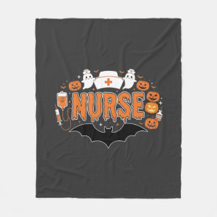 Couverture Polaire Infirmière d'Halloween dégoulinante de citrouille