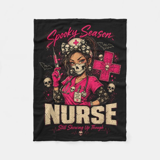 Couverture Polaire Infirmière effrayante Cadeau d'Halloween de crâne  (Devant)