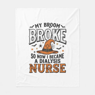 Couverture Polaire Infirmière en dialyse Halloween Sorcière Broom Bro