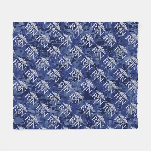Couverture Polaire Infirmière inscrite RN Silber Caduceus Navy Blue C (Devant (Horizontal))