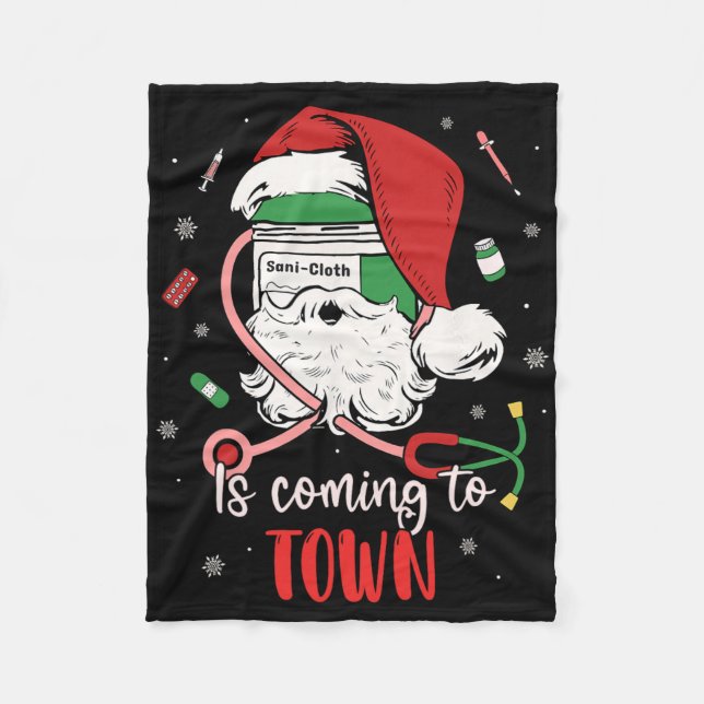 Couverture Polaire Infirmière Médicale Xmas Sani- Tissu Vient À (Devant)