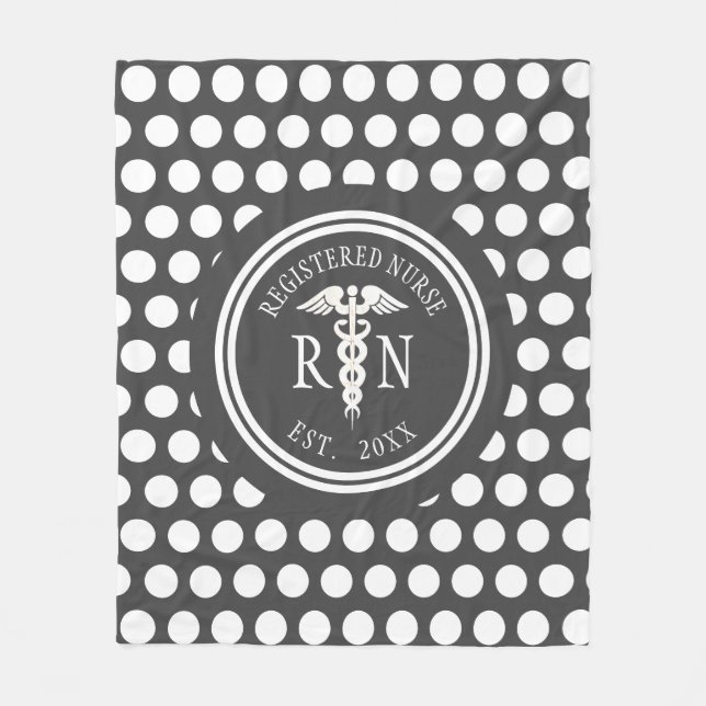 Couverture Polaire Infirmière personnalisée RN Médicale Caduceus (Devant)