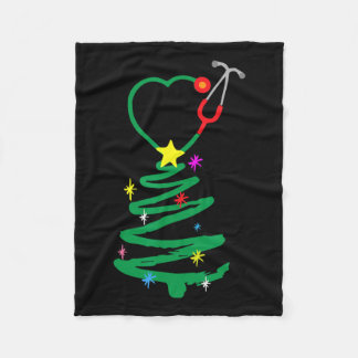 Couverture Polaire Infirmière sapin de Noël Stethoscope Infirmières X