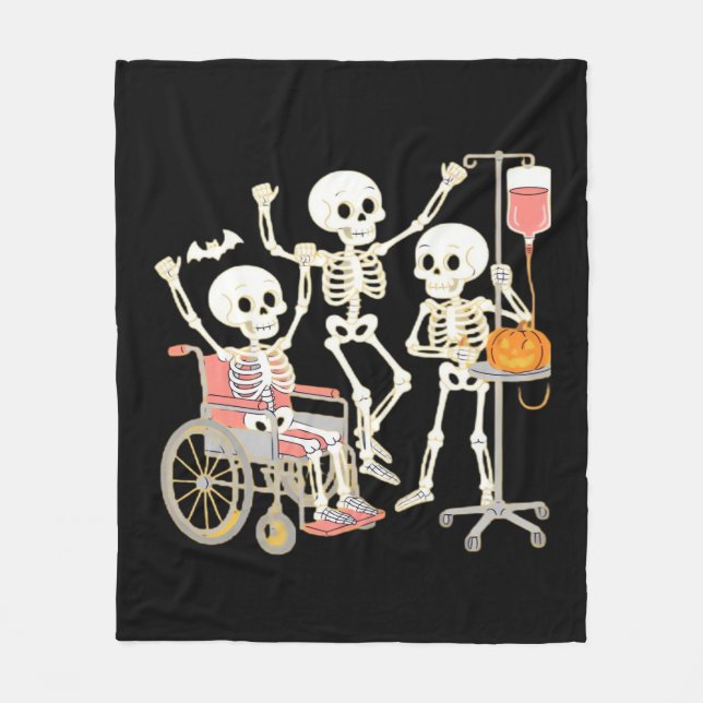 Couverture Polaire Infirmière Skeleton Funny Halloween Soins de santé (Devant)