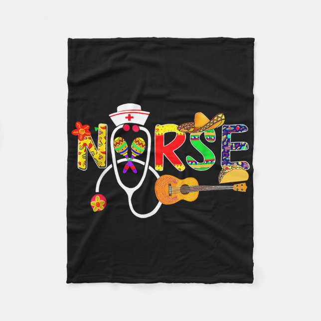Couverture Polaire Infirmière Stéthoscope Cinco De Mayo Fête Taco Mex (Devant)