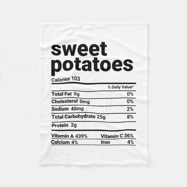 Couverture Polaire Informations nutritionnelles sur les patates douce (Devant)