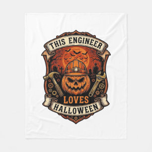 Couverture Polaire Ingénieur aime Halloween Citrouille Casque Marteau