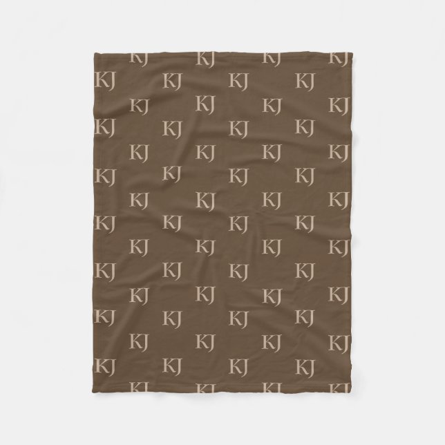 Couverture Polaire Initiales Brown et beige Motif (Devant)