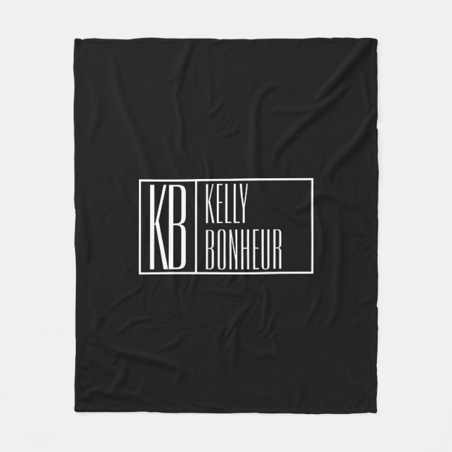 Couverture Polaire Initiales modernes en noir et blanc avec monogramm (Devant)