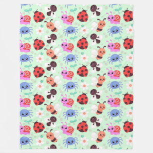 Couverture Polaire Insectes de dessin animé adorables et fleurs