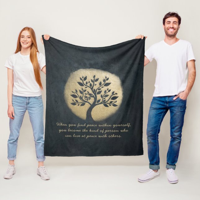Couverture Polaire Instructeur de méditation Yoga Black Gold Tree Cit (En situation)