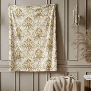 Couverture Polaire Intemporel ivoire Damask Artistic Aquarelle Motifs