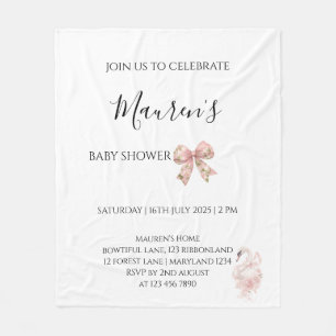 Couverture Polaire Invitation à la baby shower Fille Ruban Rose