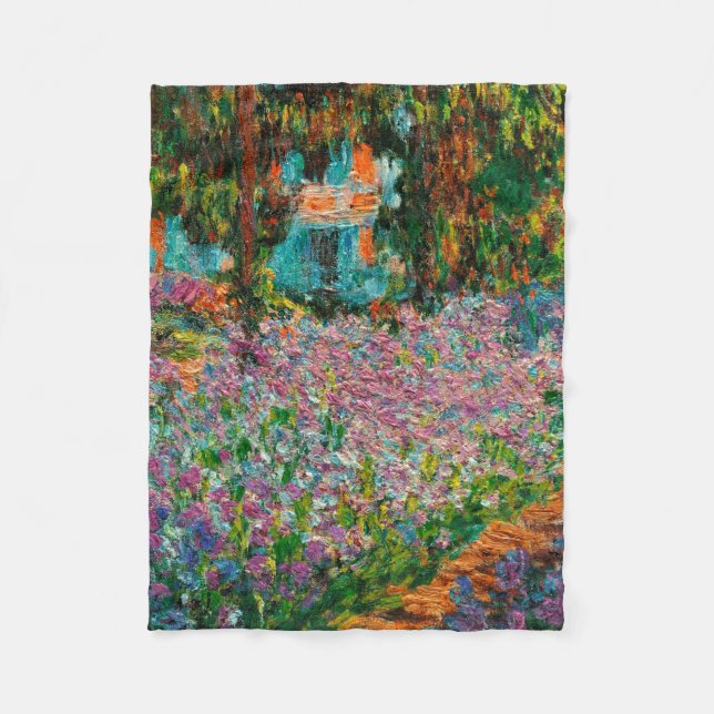 Couverture Polaire Iris Jardin Monet Giverny fleurs (Devant)