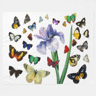 Couverture Polaire IRIS PARMI LES BÂTIMENTS COLORÉS Floral Blanc