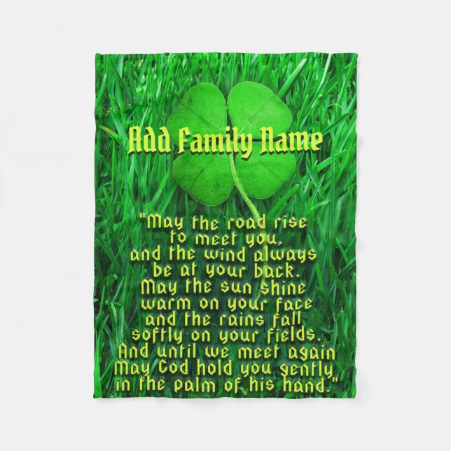 Couverture Polaire Irish Blessing Ajouter Nom de famille (Devant)