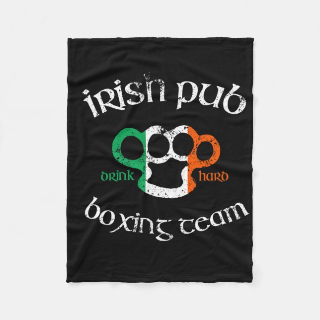 Couverture Polaire Irish Pub Boire Hard Boxe Team Distressed Tee Gi (Devant)