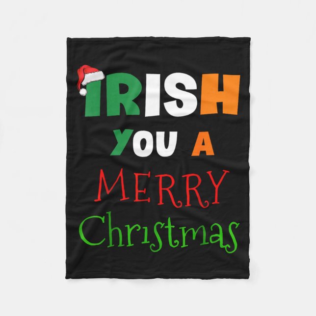 Couverture Polaire Irish You A Merry Christmas Ireland Flag Xmas Hat  (Devant)