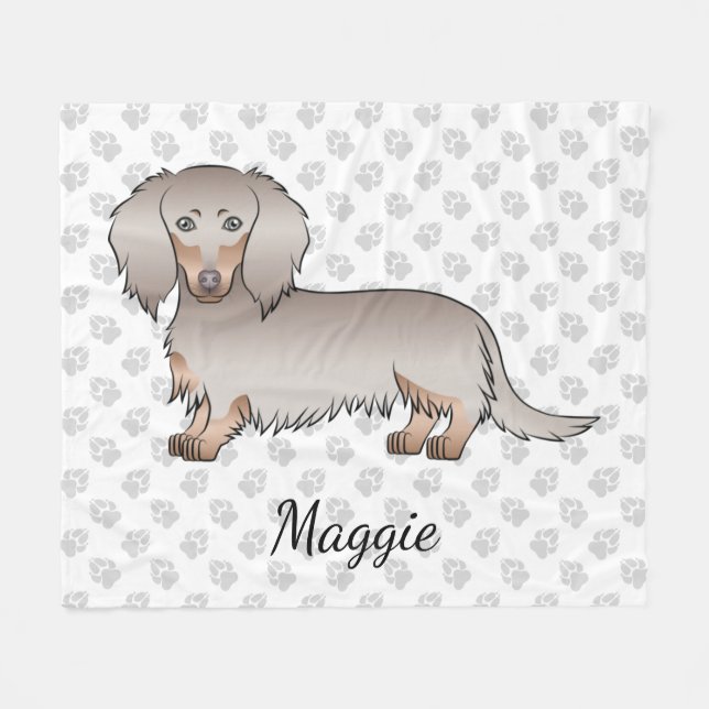 Couverture Polaire Isabella Et Tan Long Cheveux Chien Dachshund & Pat (Devant (Horizontal))