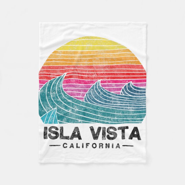 Couverture Polaire Isla Vista Surfing Waves Beach Retro California Su (Devant)