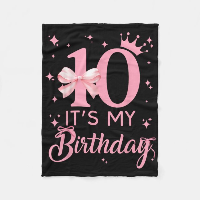 Couverture Polaire It' ; s Mon 10e Anniversaire Coque de Bow Rose  (Devant)